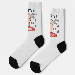 Chaussette Graphisme de badge coloré pour la fête du Travail