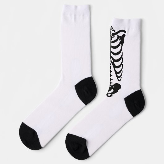 Chaussette Graphisme gothique de cage thoracique de squelette (Gauche)
