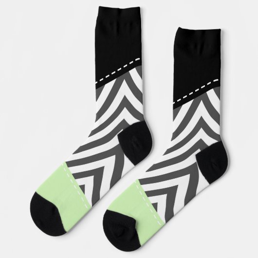 Chaussette Gray Zigzag, Gray Chevron, Zigzag Pattern, Mint (Gauche)