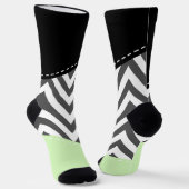 Chaussette Gray Zigzag, Gray Chevron, Zigzag Pattern, Mint (Angulaire)