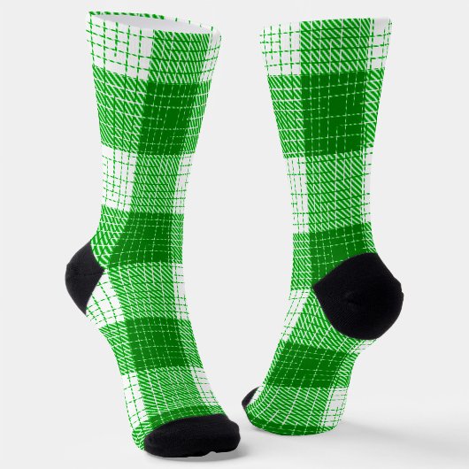 Chaussette Green and White Bold Checkered Plaid Design