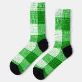 Chaussette Green and White Bold Checkered Plaid Design (Gauche)