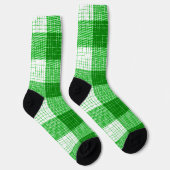 Chaussette Green and White Bold Checkered Plaid Design (Droite)
