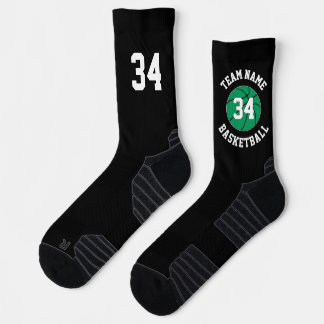Chaussette Green Basketball Player Team Name and Number