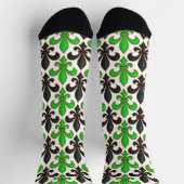 Chaussette Green Black Baroque Fleur-de-lis Pattern Design  (Haut)