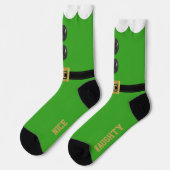 Chaussette Green Christmas Elf Naughty et Nice Chaussettes Fe (Gauche)