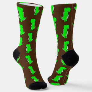 Chaussette Green Cute Dino Brown