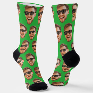 Chaussette Green Funny Custom Face Photo Crew