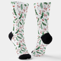 Green Holly et Red Berry Motif de Noël