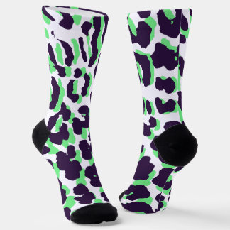 Chaussette Green Leopard Print Sustainable Premium Crew Socks