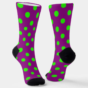 Chaussette Green On Purple Pois Design Motif