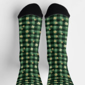 Chaussette Green Plaid Gold Shamrocks St. Patrick's Day (Haut)