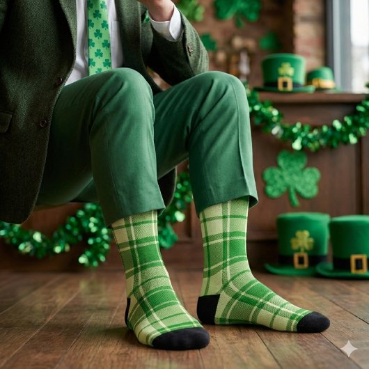 Chaussette Green Plaid St. Patrick's Day 