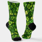 Chaussette Green Shamrock Pattern on Black Socks (Angulaire)