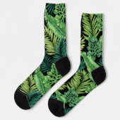 Chaussette Green Tropical Palm Banana Monstera Feuille (Gauche)