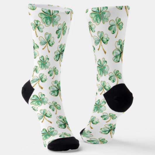 Chaussette Green White Gold Shamrocks St. Patrick's Day (Angulaire)