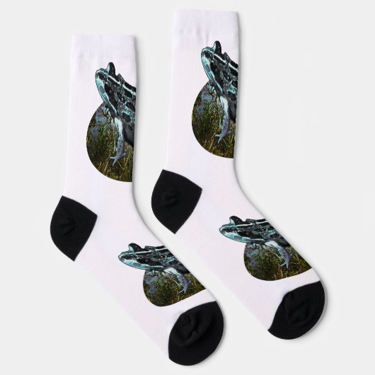 Chaussette Grenouille à herbe peinte, Chaussettes d'équipage (Droite)