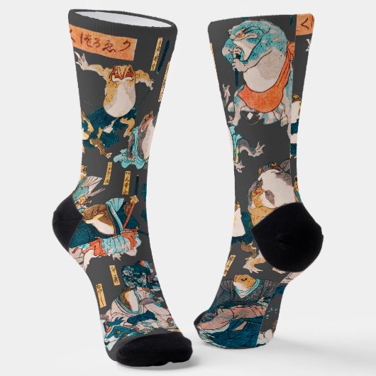 Chaussette Grenouille japonaise ukiyo-e Froggies (Angulaire)