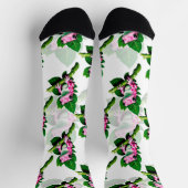 Chaussette Grenouille Rose Sur La Feuille Verte Motif Design (Haut)