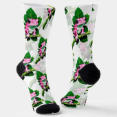 Chaussette Grenouille Rose Sur La Feuille Verte Motif Design (Angulaire)