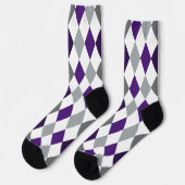 Chaussette Grenouille violet et Jacquard gris argenté Motif (Gauche)