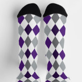 Chaussette Grenouille violet et Jacquard gris argenté Motif (Haut)