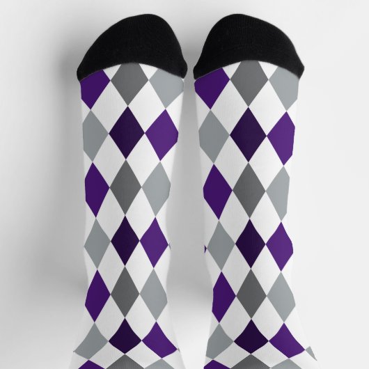 Chaussette Grenouille violet et Jacquard gris argenté Motif (Haut)