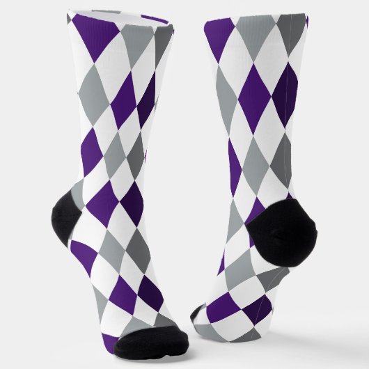 Chaussette Grenouille violet et Jacquard gris argenté Motif (Angulaire)