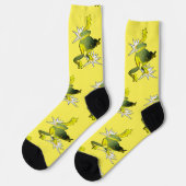 Chaussette Grenouilles Et Fleurs De Lotus, Chaussettes Dequip (Gauche)