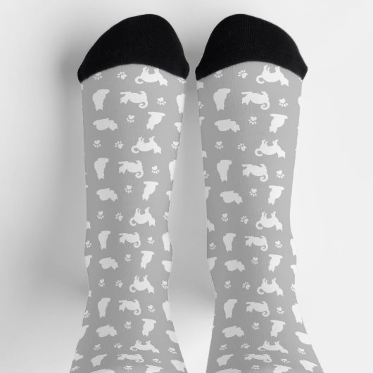 Chaussette Grey Cats and Paw Prints Pattern (Haut)