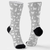 Chaussette Grey Cats and Paw Prints Pattern (Angulaire)