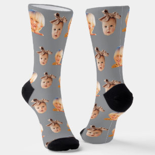 Chaussette Grey Funky Custom 2 Face Photo Papa