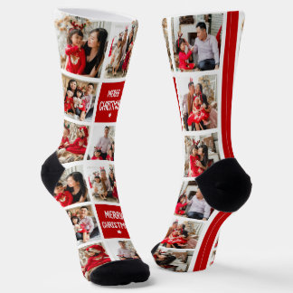Chaussette Grille Carré moderne 8 Collage photo Famille Amis