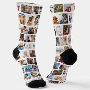 Chaussette Grille Carré moderne Collage photo Famille amis