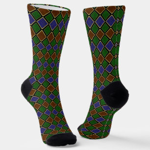 Chaussette Grille Diamant Arlequin : Harmonie Texturée