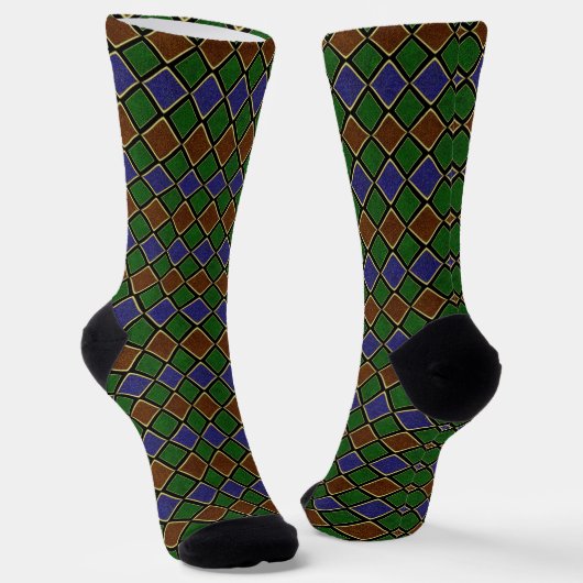 Chaussette Grille Diamant Arlequin : Harmonie Texturée (Angulaire)