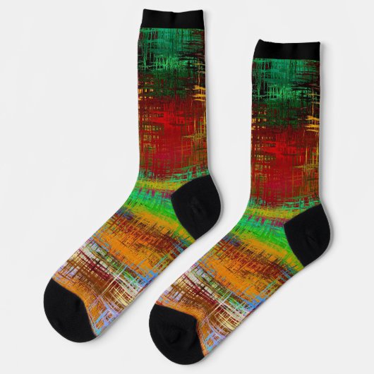 Chaussette Grilles multicolores peintes Abstraites (Gauche)