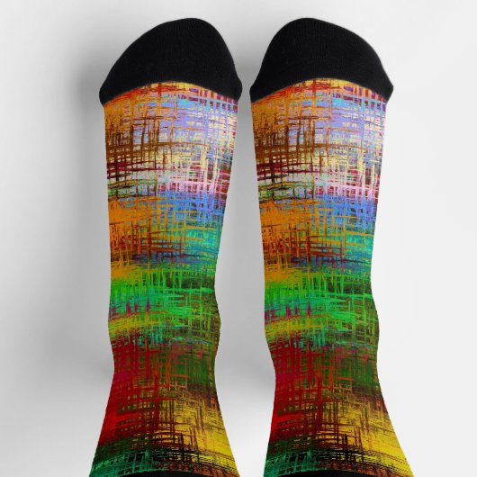 Chaussette Grilles multicolores peintes Abstraites (Haut)