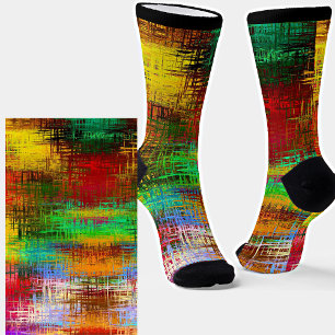 Chaussette Grilles multicolores peintes Abstraites