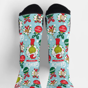 Chaussette Grinch Joyeux Grinchmas Bleu Motif
