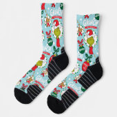 Chaussette Grinch Merry Grinchmas Motif bleu (Gauche)