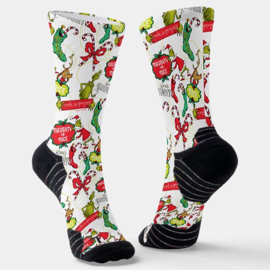 Chaussette Grinch Naughty ou Nice Motif (Angulaire)