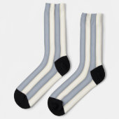 Chaussette Gris d'ardoise et rayures verticales blanches anci (Gauche)