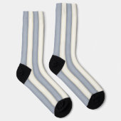 Chaussette Gris d'ardoise et rayures verticales blanches anci (Droite)
