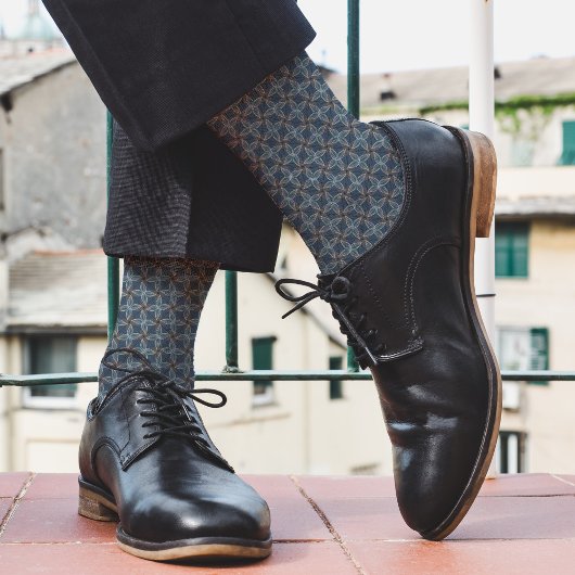 Chaussette Gris et bleu Abstrait Plante Motif Nature Cool