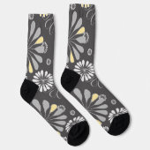 Chaussette Gris et Jaune Floral Tendance (Droite)