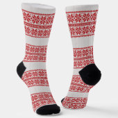 Chaussette Gris Gris Gris Rouge Fleur de Noël Motif (Angulaire)