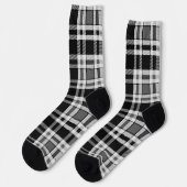 Chaussette Gris Noir Blanc Flanné Plaid Tartan Design (Gauche)