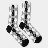 Chaussette Gris noir blanc Jacquard Diamant Design (Droite)