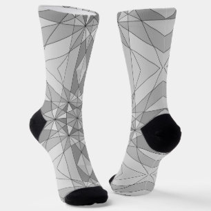 Chaussette Gris noir blanc Motif Triangle mosaïque rétro